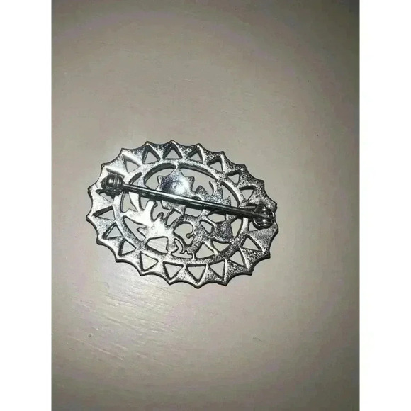 Vintage Sterling Silver Oval Marcasite Brooch Pin - Picture 2 of 3